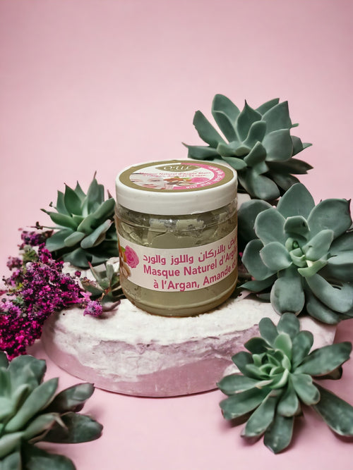 Masque naturel d'argile blanc à l'argan, Amande et Rose